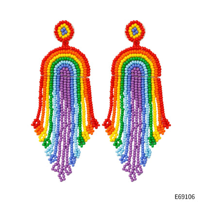 1 Pair Ethnic Style Tassel Mostacilla Drop Earrings