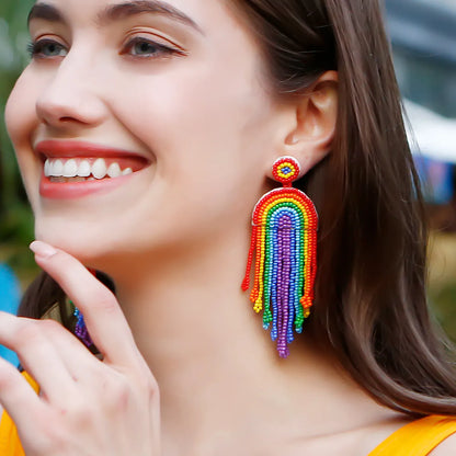 1 Pair Ethnic Style Tassel Mostacilla Drop Earrings