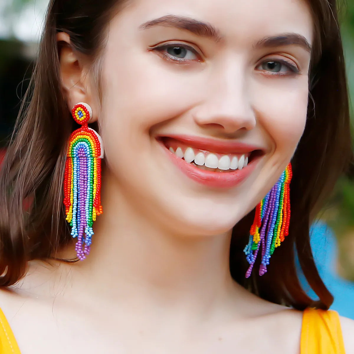 1 Pair Ethnic Style Tassel Mostacilla Drop Earrings