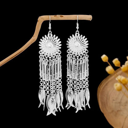 1 Pair Ethnic Style Tassel Plating Alloy Drop Earrings