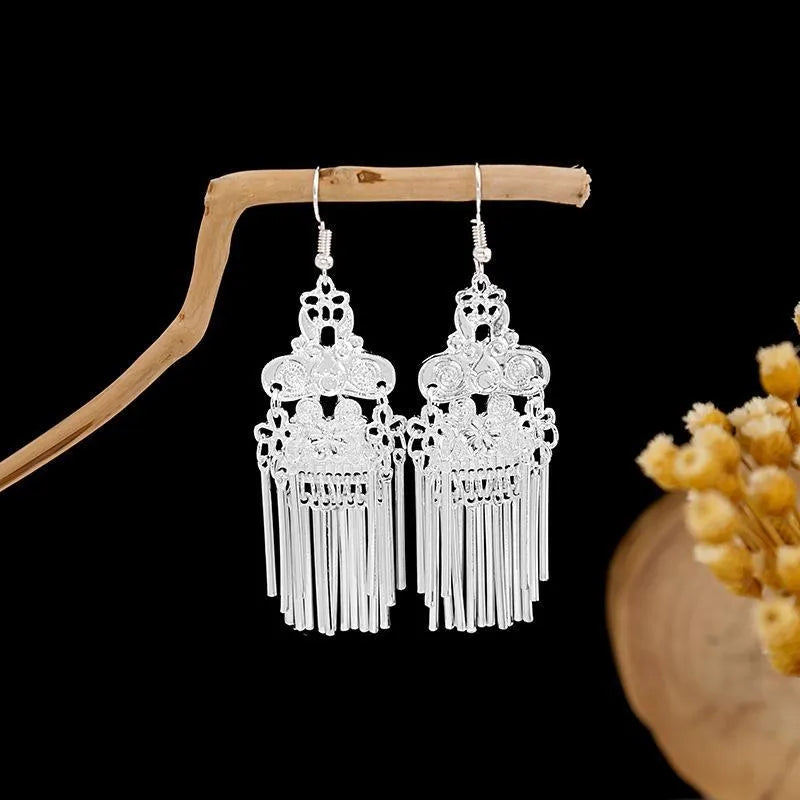 1 Pair Ethnic Style Tassel Plating Alloy Drop Earrings