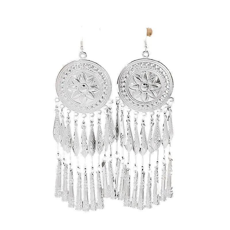 1 Pair Ethnic Style Tassel Plating Alloy Drop Earrings