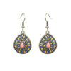 1 Pair Ethnic Style Water Droplets Flower Alloy Enamel Plating Inlay Artificial Gemstones Women'S Drop Earrings