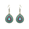 1 Pair Ethnic Style Water Droplets Flower Alloy Enamel Plating Inlay Artificial Gemstones Women'S Drop Earrings