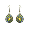 1 Pair Ethnic Style Water Droplets Flower Alloy Enamel Plating Inlay Artificial Gemstones Women'S Drop Earrings