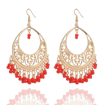 1 Pair Ethnic Style Water Droplets Tassel Alloy Drop Earrings