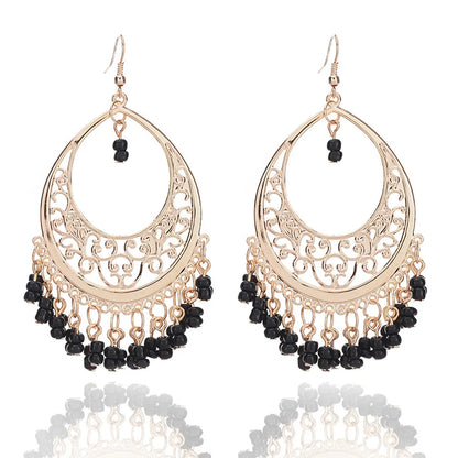 1 Pair Ethnic Style Water Droplets Tassel Alloy Drop Earrings