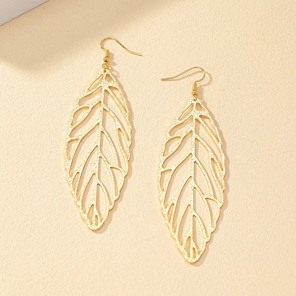 1 Pair Exaggerated Artistic Leaves Plating Hollow Out Alloy Ferroalloy 14k Gold Plated Drop Earrings