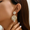1 Pair Exaggerated Artistic Water Droplets Pearl Flower Alloy Drop Earrings