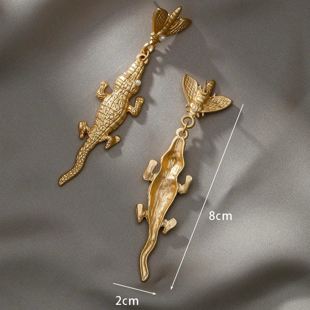 1 Pair Exaggerated Bee Crocodile Alloy Drop Earrings