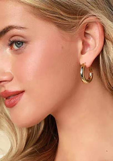 1 Pair Exaggerated C Shape Plating 304 Stainless Steel 18K Gold Plated Earrings