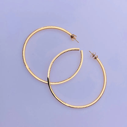 1 Pair Exaggerated Circle Alloy Inlay Zircon Gold Plated Women's Hoop Earrings