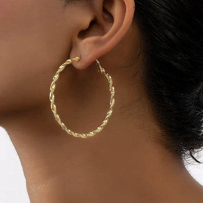 1 Pair Exaggerated Circle Plating Alloy Hoop Earrings