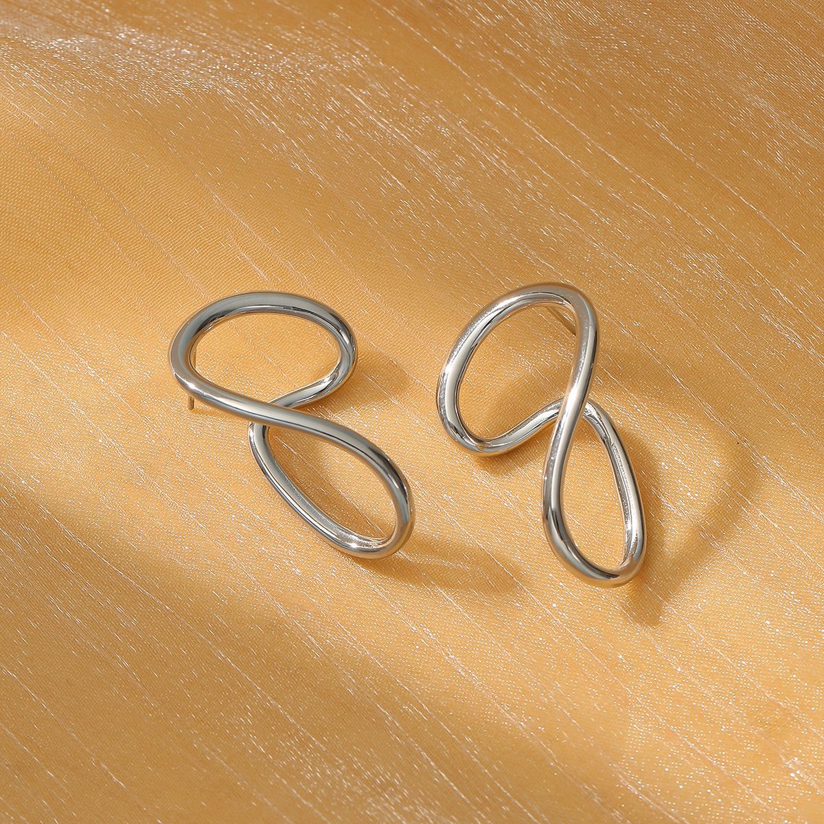 1 Pair Exaggerated Circle Plating 304 Stainless Steel Earrings