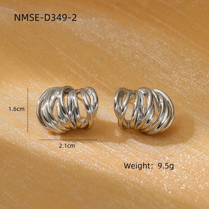 1 Pair Exaggerated Circle Plating 304 Stainless Steel Earrings