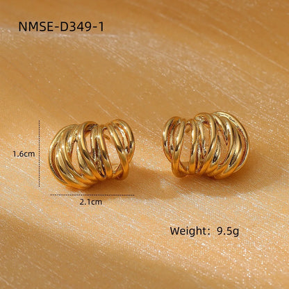 1 Pair Exaggerated Circle Plating 304 Stainless Steel Earrings