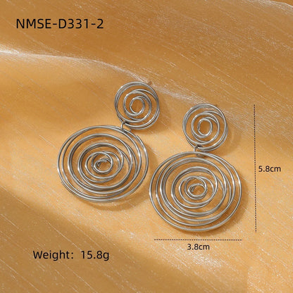 1 Pair Exaggerated Circle Plating 304 Stainless Steel Earrings