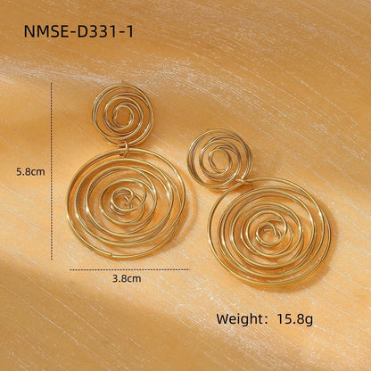 1 Pair Exaggerated Circle Plating 304 Stainless Steel Earrings