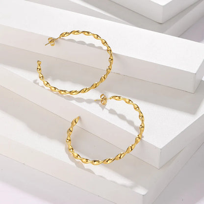 1 Pair Exaggerated Circle Plating Stainless Steel 18k Gold Plated Hoop Earrings