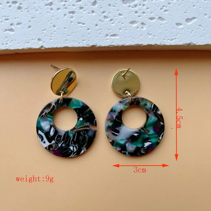 1 Pair Exaggerated Classic Style Round Color Block Arylic Alloy Acetic Acid Sheets Drop Earrings