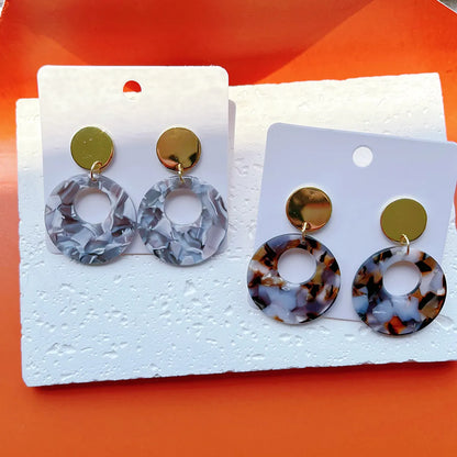 1 Pair Exaggerated Classic Style Round Color Block Arylic Alloy Acetic Acid Sheets Drop Earrings