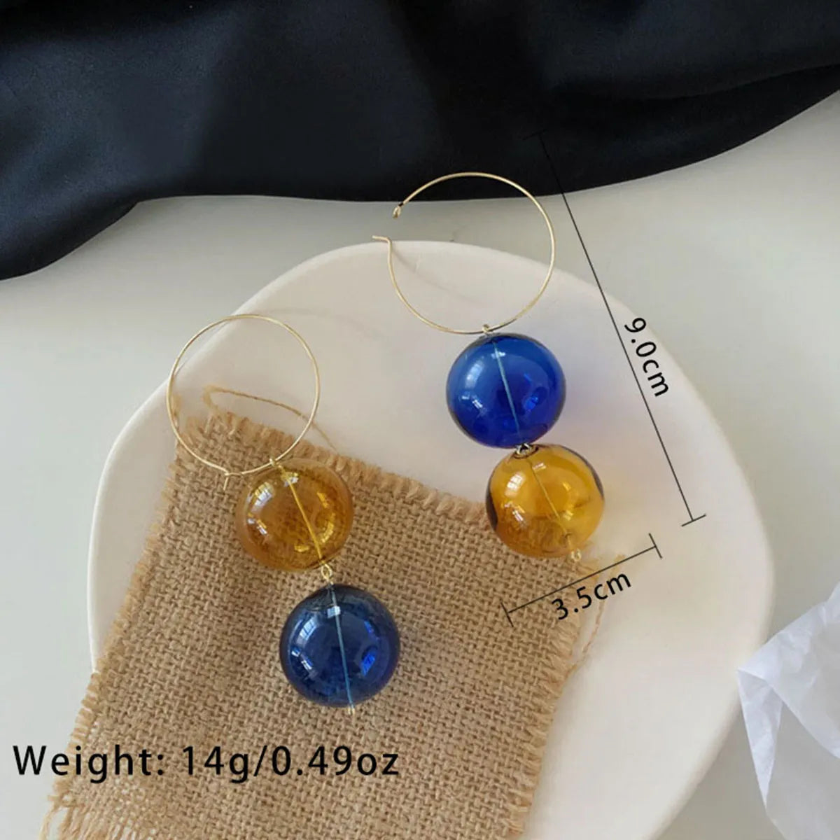 1 Pair Exaggerated Color Block Beaded Plating Copper 18K Gold Plated Drop Earrings