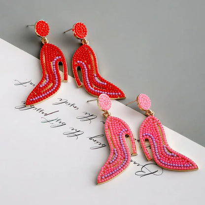 1 Pair Exaggerated Commute High Heel Inlay Alloy Resin Drop Earrings