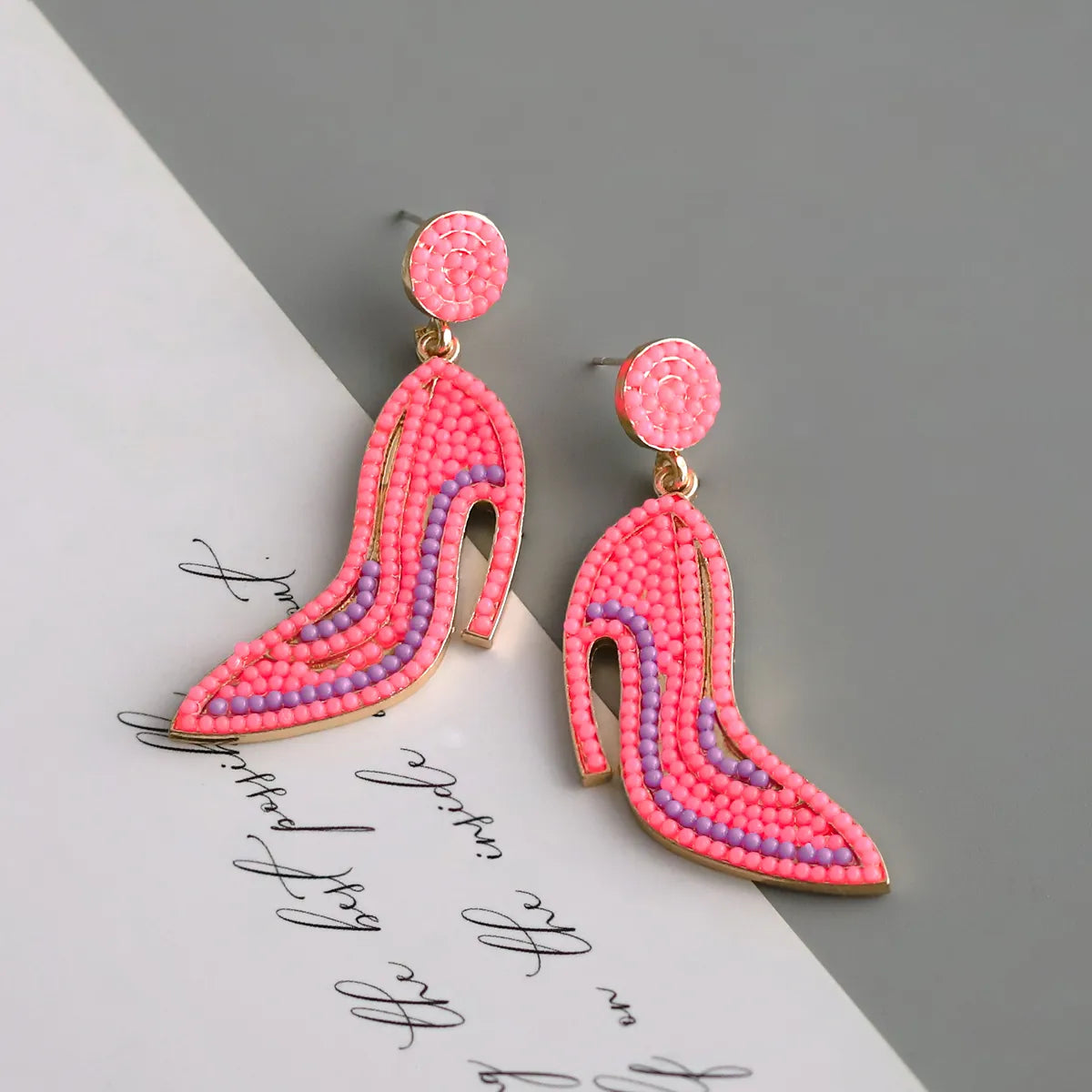 1 Pair Exaggerated Commute High Heel Inlay Alloy Resin Drop Earrings