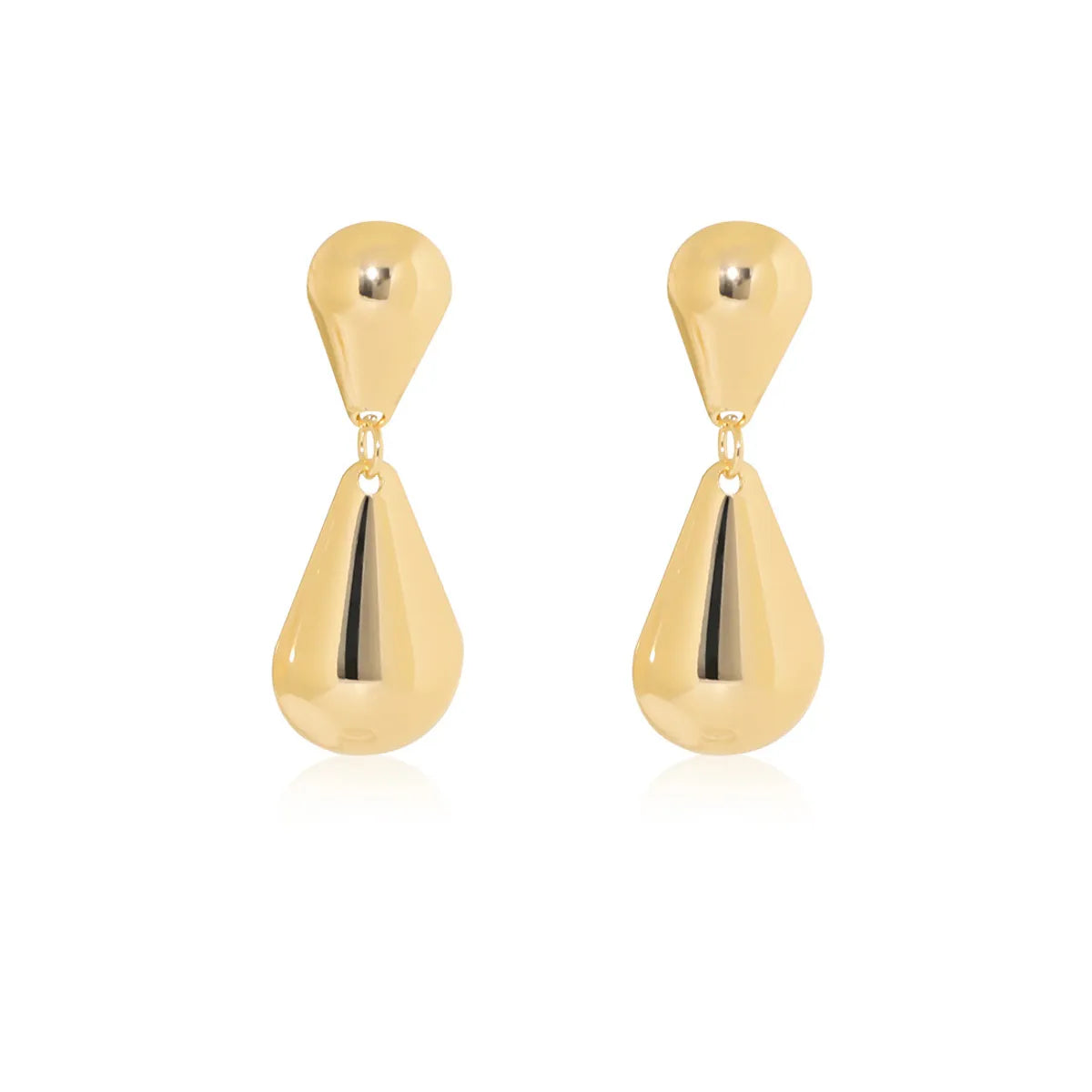 1 Pair Exaggerated Commute Shiny Water Droplets Iron Gold Plated Drop Earrings