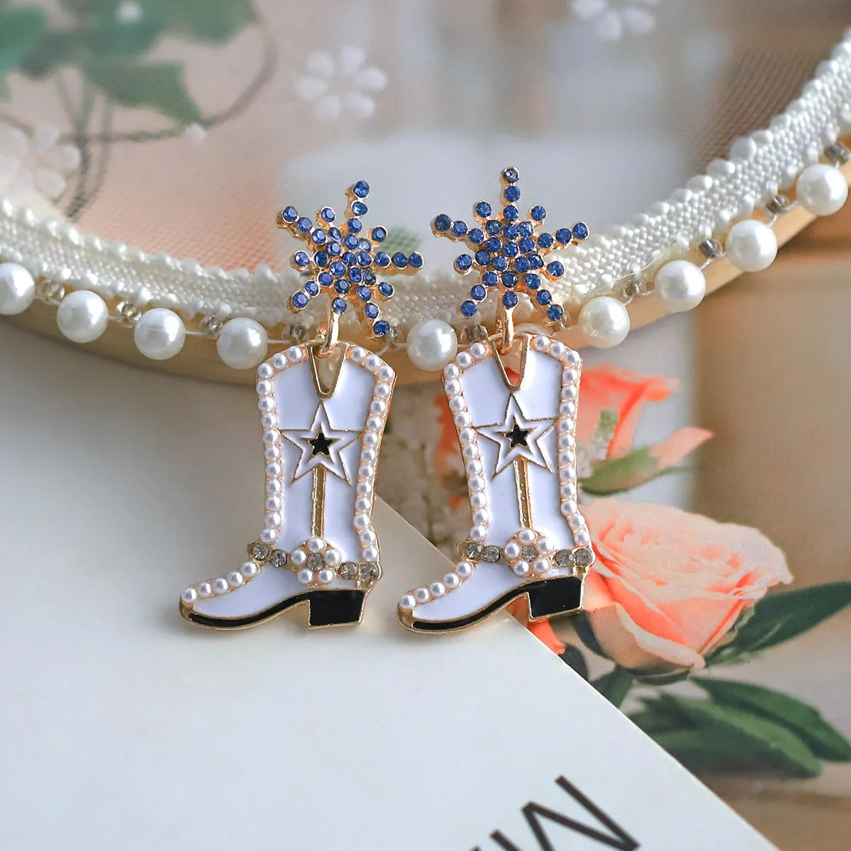 1 Pair Exaggerated Cowboy Style Boots Inlay Alloy Plastic Resin Drop Earrings