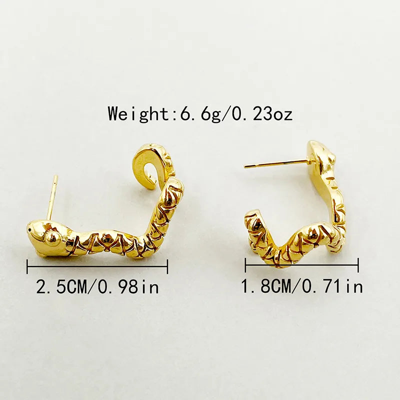 1 Pair Exaggerated Ethnic Style Snake Plating 304 Stainless Steel 14K Gold Plated Ear Studs