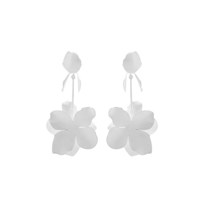 1 Pair Exaggerated Flower Spray Paint Plating Iron Drop Earrings