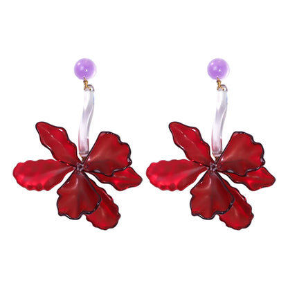 1 Pair Exaggerated Flower Transparent Plastic Drop Earrings