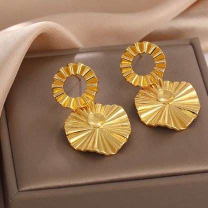 1 Pair Exaggerated French Style Geometric Solid Color Plating Copper 18k Gold Plated White Gold Plated Drop Earrings