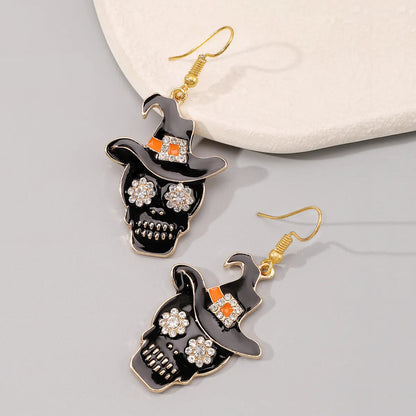 1 Pair Exaggerated Funny Modern Style Cat Skull Enamel Alloy Ear Hook