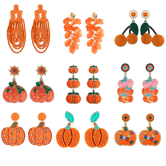 1 Pair Exaggerated Funny Novelty Pumpkin Alloy Drop Earrings