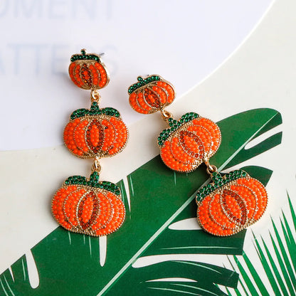 1 Pair Exaggerated Funny Novelty Pumpkin Alloy Drop Earrings