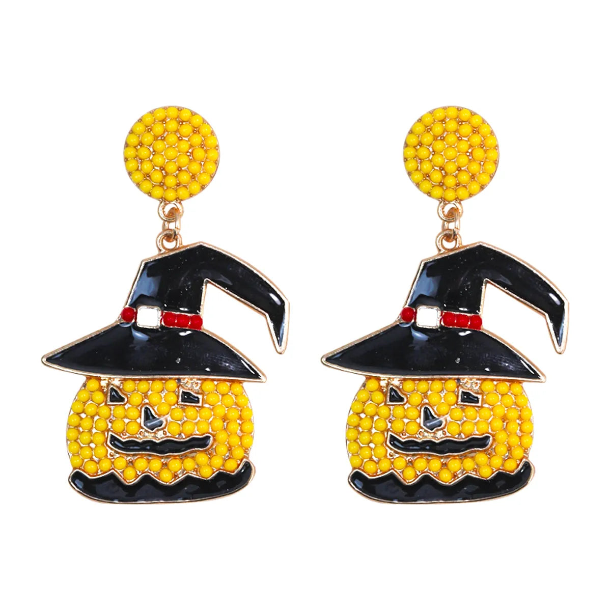 1 Pair Exaggerated Funny Pumpkin Inlay Alloy Beads Drop Earrings