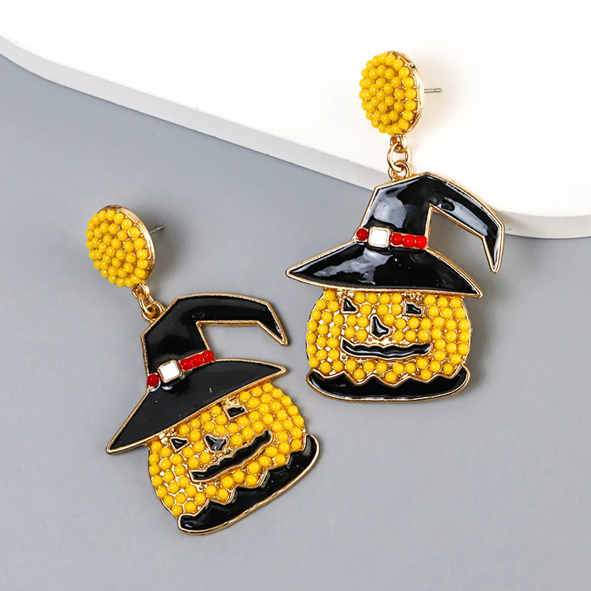 1 Pair Exaggerated Funny Pumpkin Inlay Alloy Beads Drop Earrings