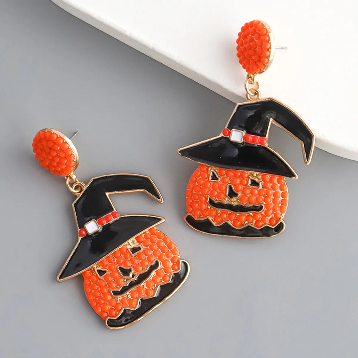 1 Pair Exaggerated Funny Pumpkin Inlay Alloy Beads Drop Earrings