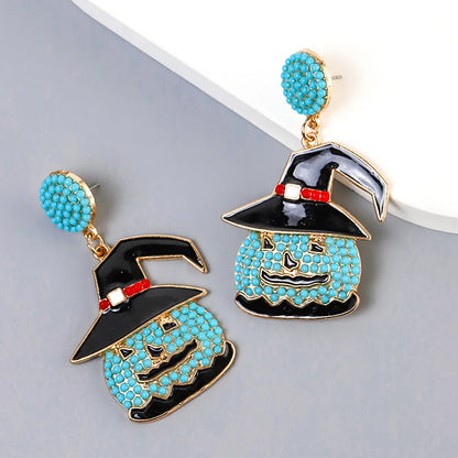 1 Pair Exaggerated Funny Pumpkin Inlay Alloy Beads Drop Earrings