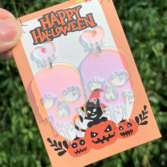 1 Pair Exaggerated Funny Skull Arylic Drop Earrings