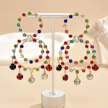 1 Pair Exaggerated Geometric Circle Alloy Drop Earrings