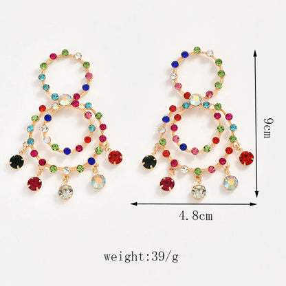 1 Pair Exaggerated Geometric Circle Alloy Drop Earrings