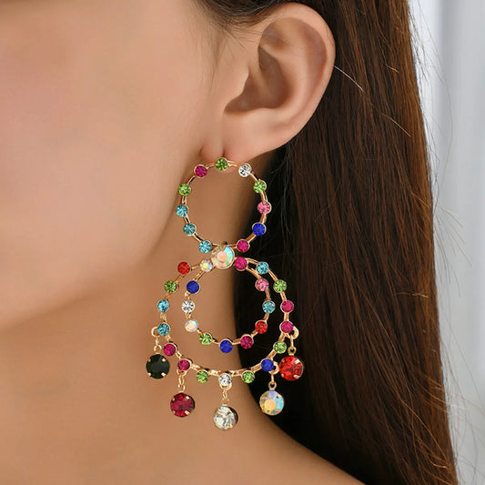 1 Pair Exaggerated Geometric Circle Alloy Drop Earrings