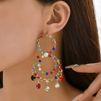 1 Pair Exaggerated Geometric Circle Alloy Drop Earrings