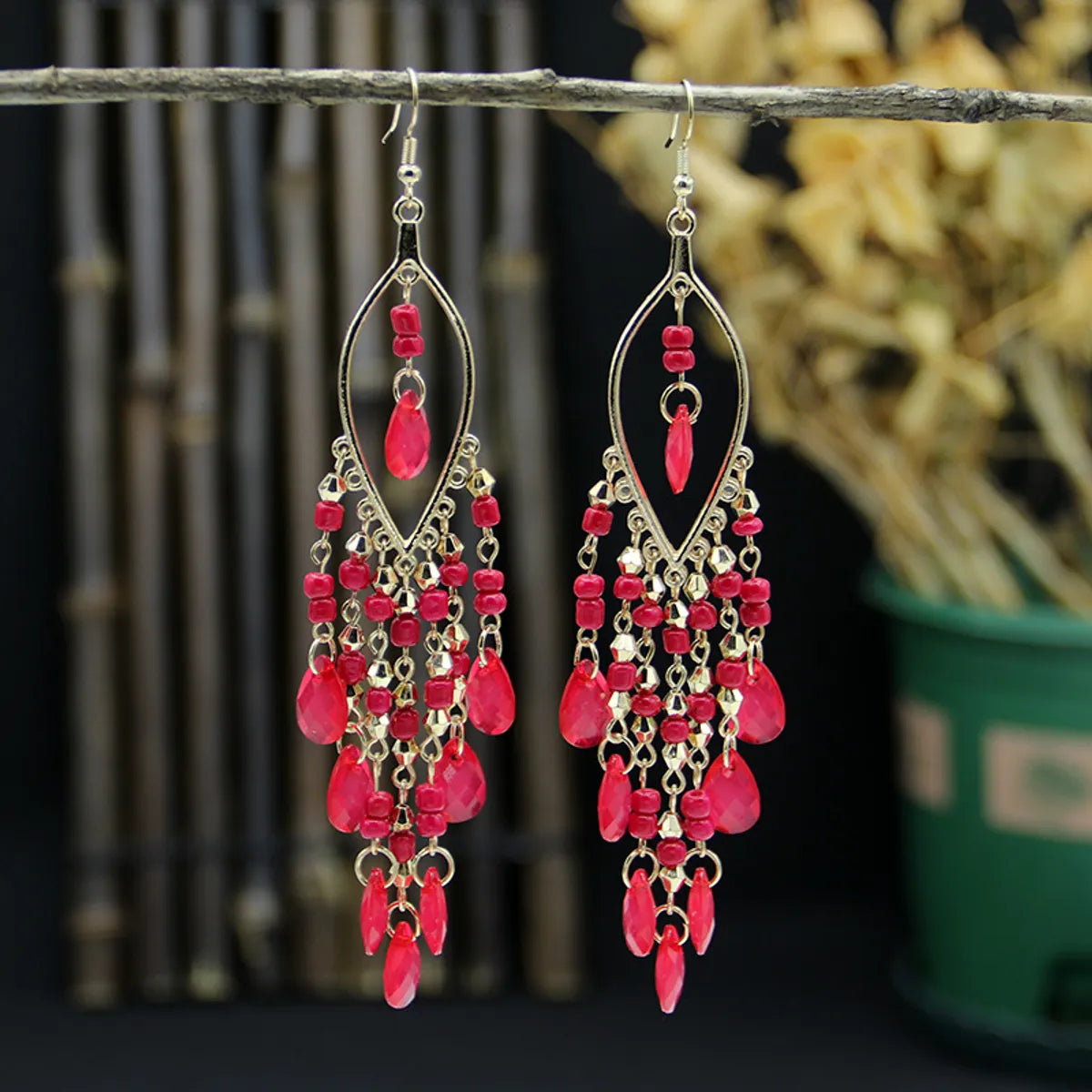 1 Pair Exaggerated Geometric Patchwork Zinc Alloy Drop Earrings