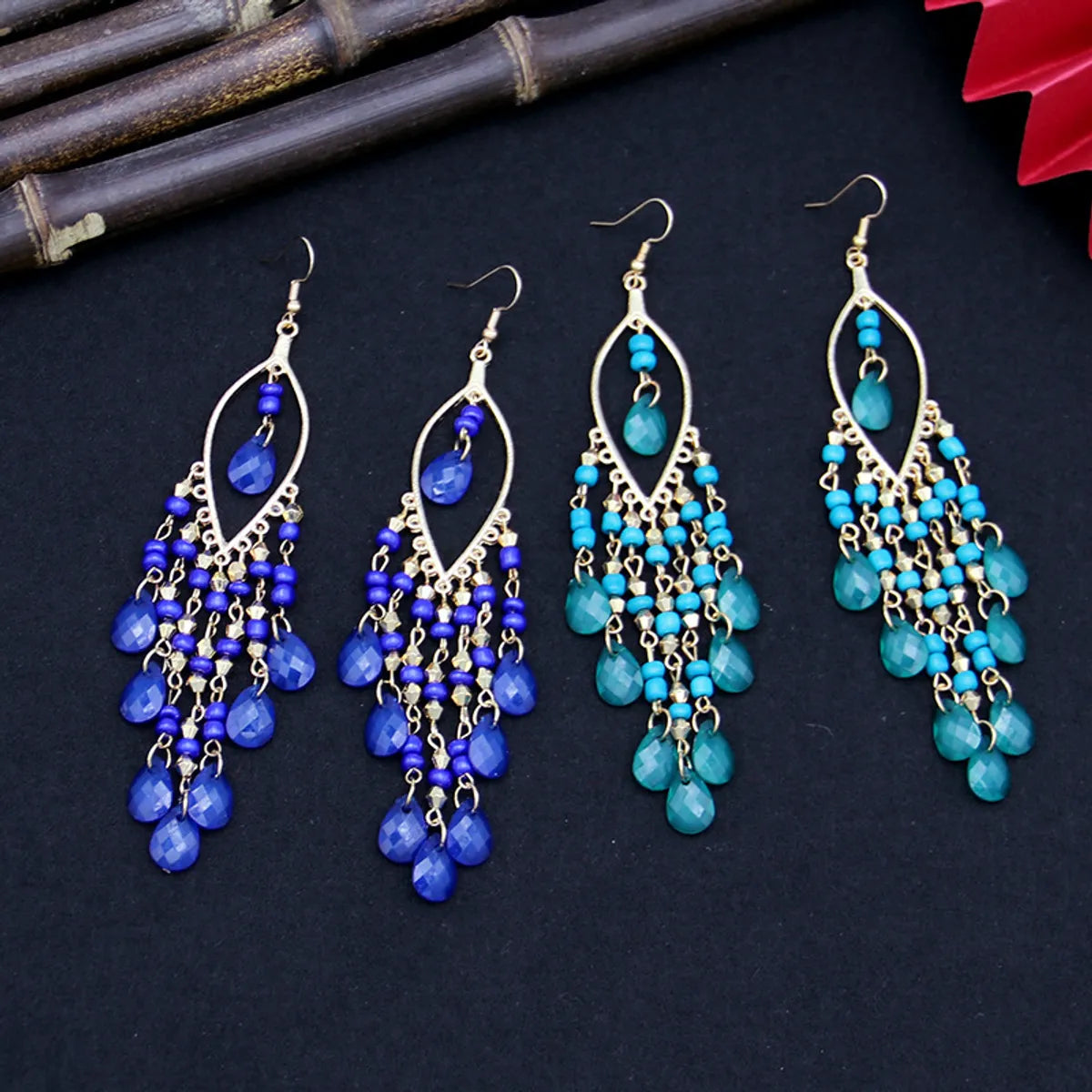 1 Pair Exaggerated Geometric Patchwork Zinc Alloy Drop Earrings