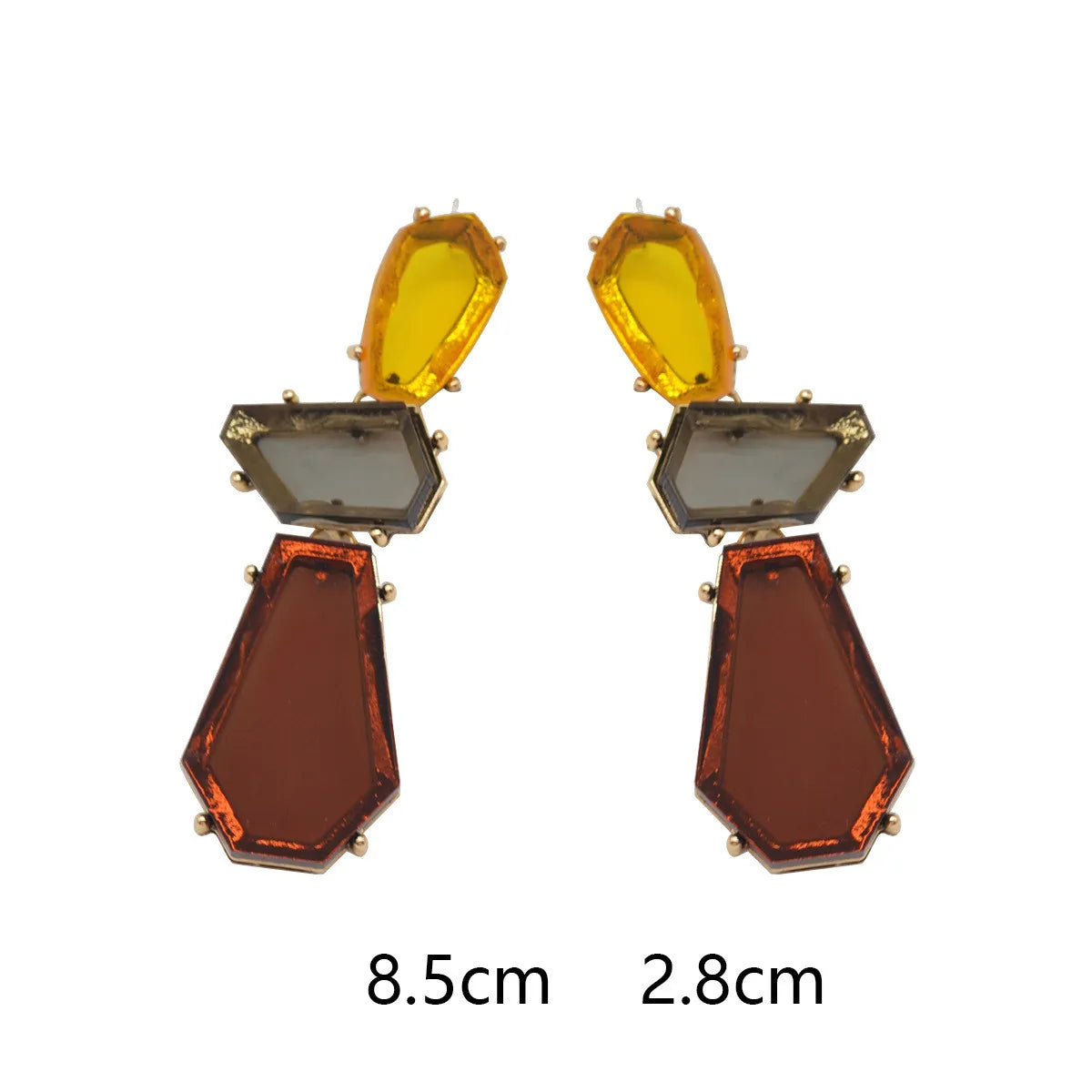 1 Pair Exaggerated Geometric Plating Alloy Resin Drop Earrings