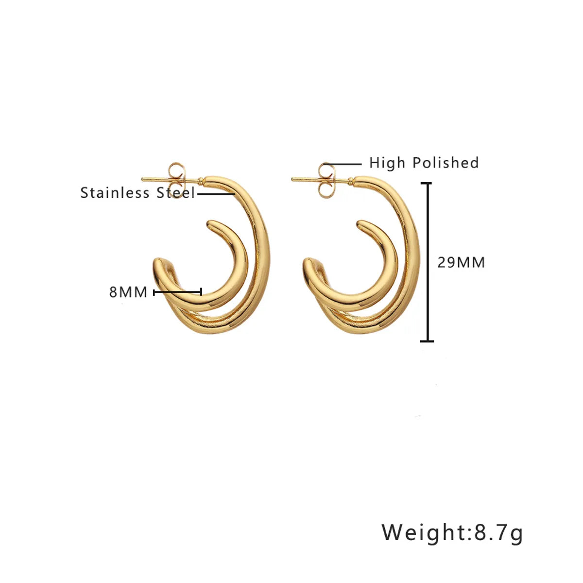 1 Pair Exaggerated Geometric Plating Titanium Steel 18K Gold Plated Earrings